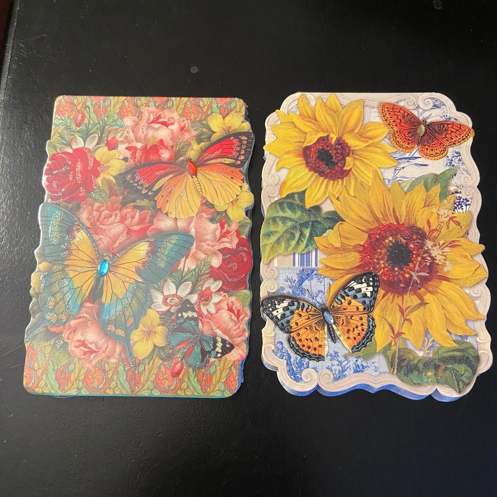 Two Die Cut Embellished 5x8 Punch Studio Floral Notepads; $13.99 each; New